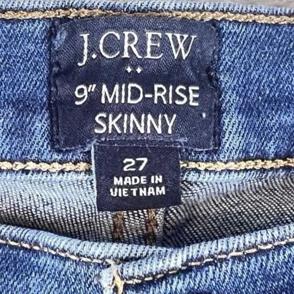 J Crew 9 " Mid Rise Skinny  Jeans Blue Wash Size 27 - Picture 2 of 5